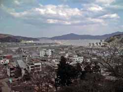 大槌町城山公園からみた大槌町